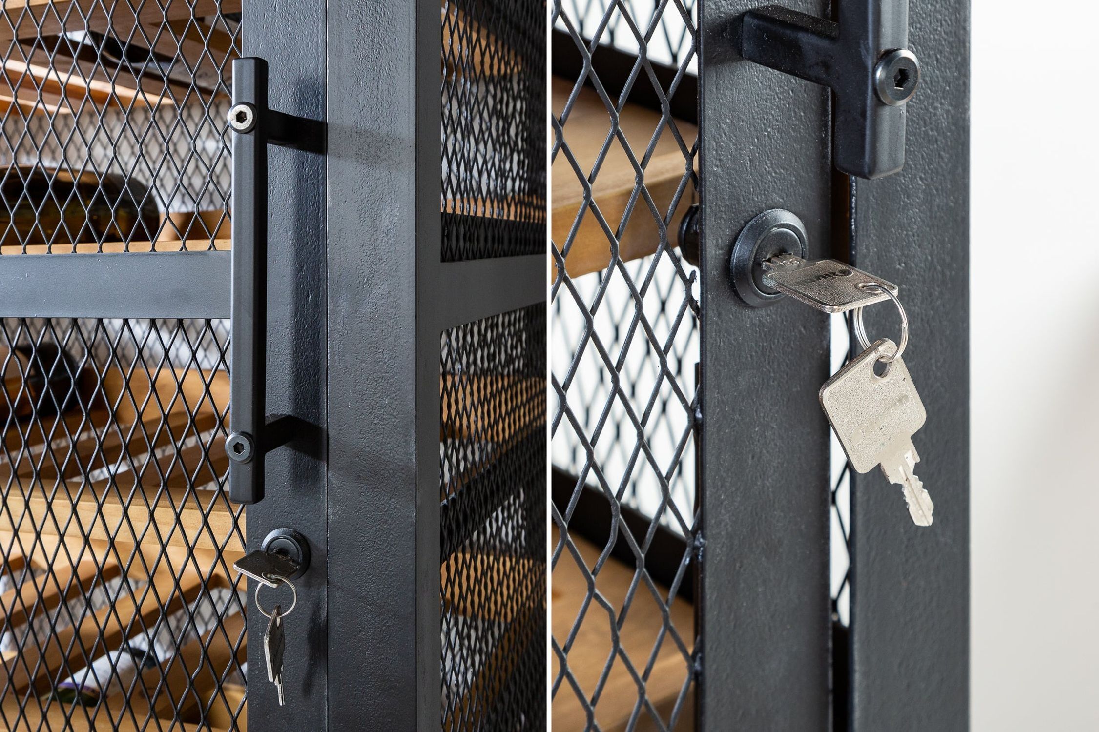 XXL Weinschrank 184cm für 72 Flaschen mit Schloss Eisen Holz