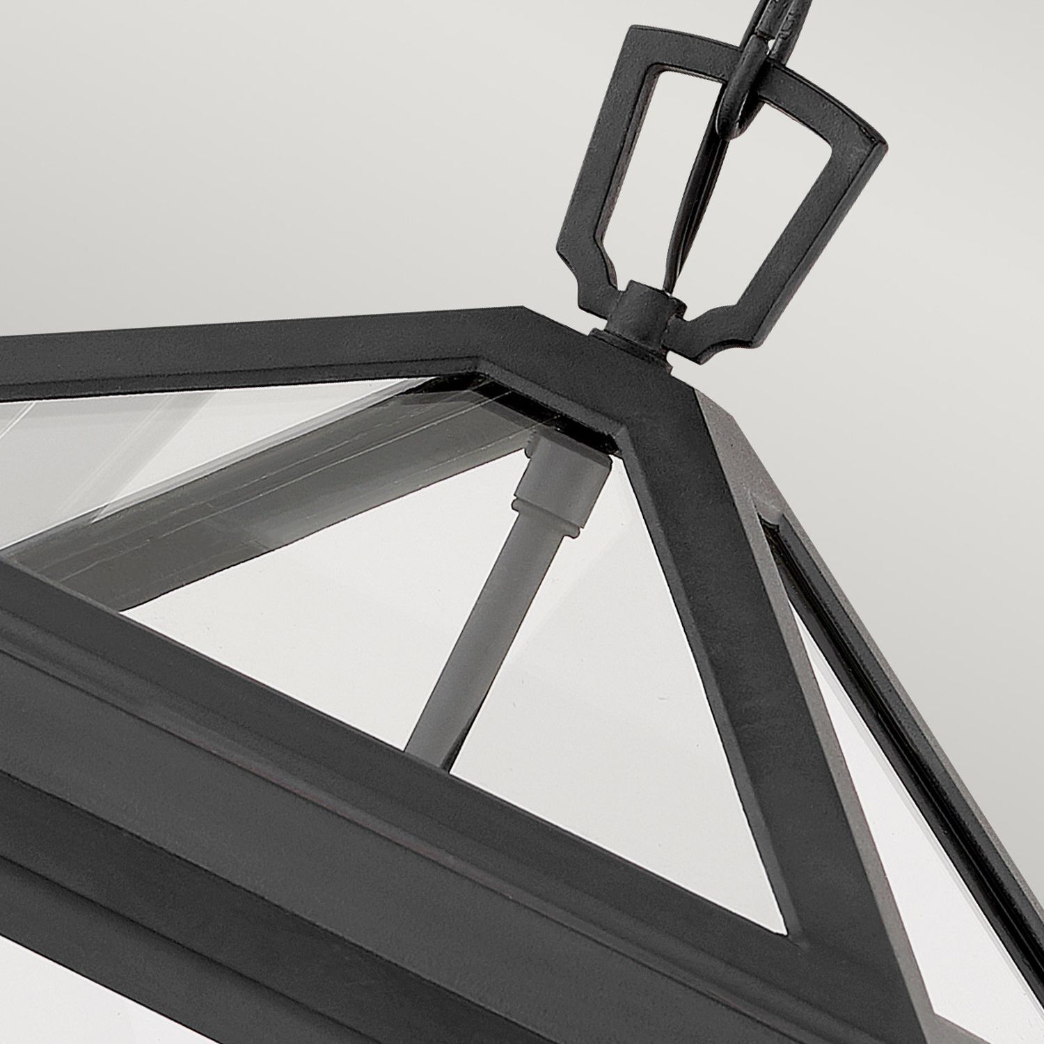 Hängelampe außen Schwarz 30,5 cm breit IP44 E14 Alu Glas Dreieck, Fenster