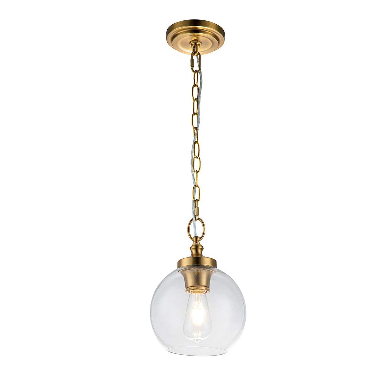 Hängelampe Metall Glas rund D: 21,6 cm H: max. 196,9 cm E27