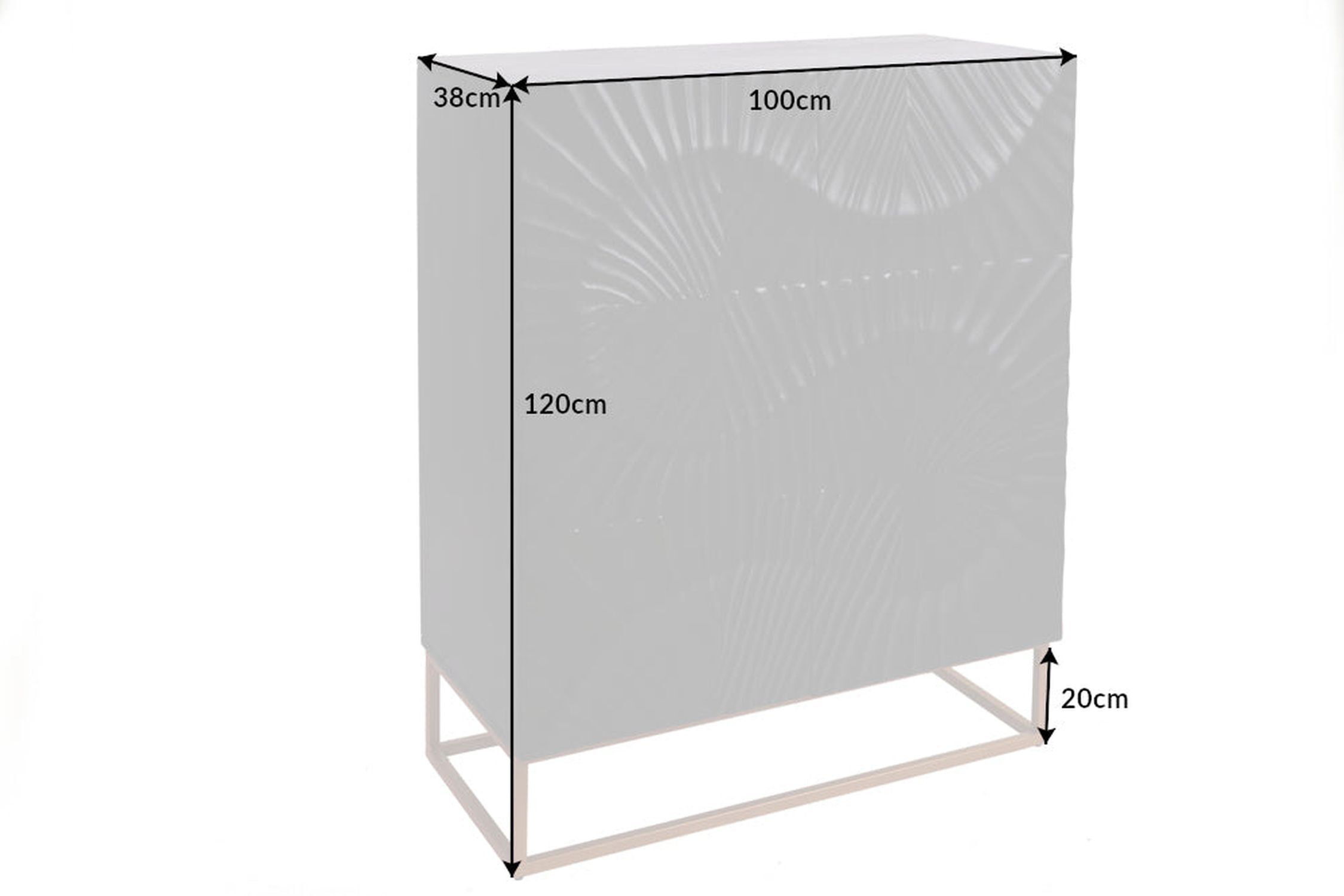 Highboard Schwarz Gold 100 x 120 cm Handarbeit Holz Metall