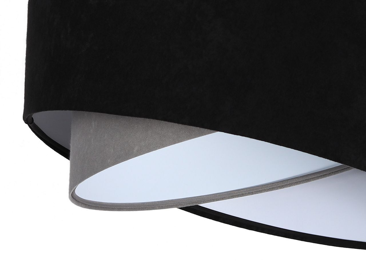 Hängelampe Schwarz Grau E27 rund Ø 50 cm Stoff Velours Optik