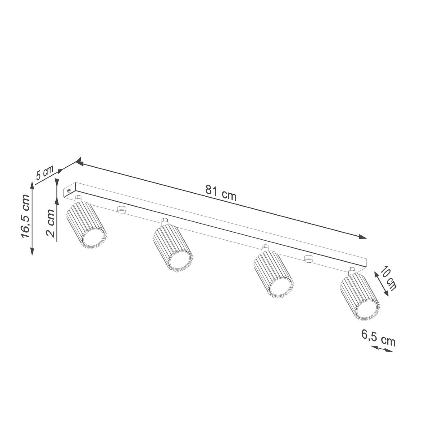 Deckenlampe 4-flammig 81 cm lang GU10 in Gold aus Aluminium