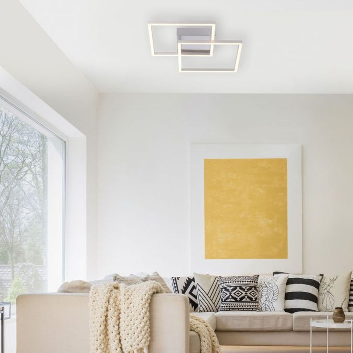 Flexible LED Deckenleuchte in Stahl 3000 K B:35,9 cm Dekoration für Zuhause, Kissen, Innenarchitektur, Wohnzimmer, Couch