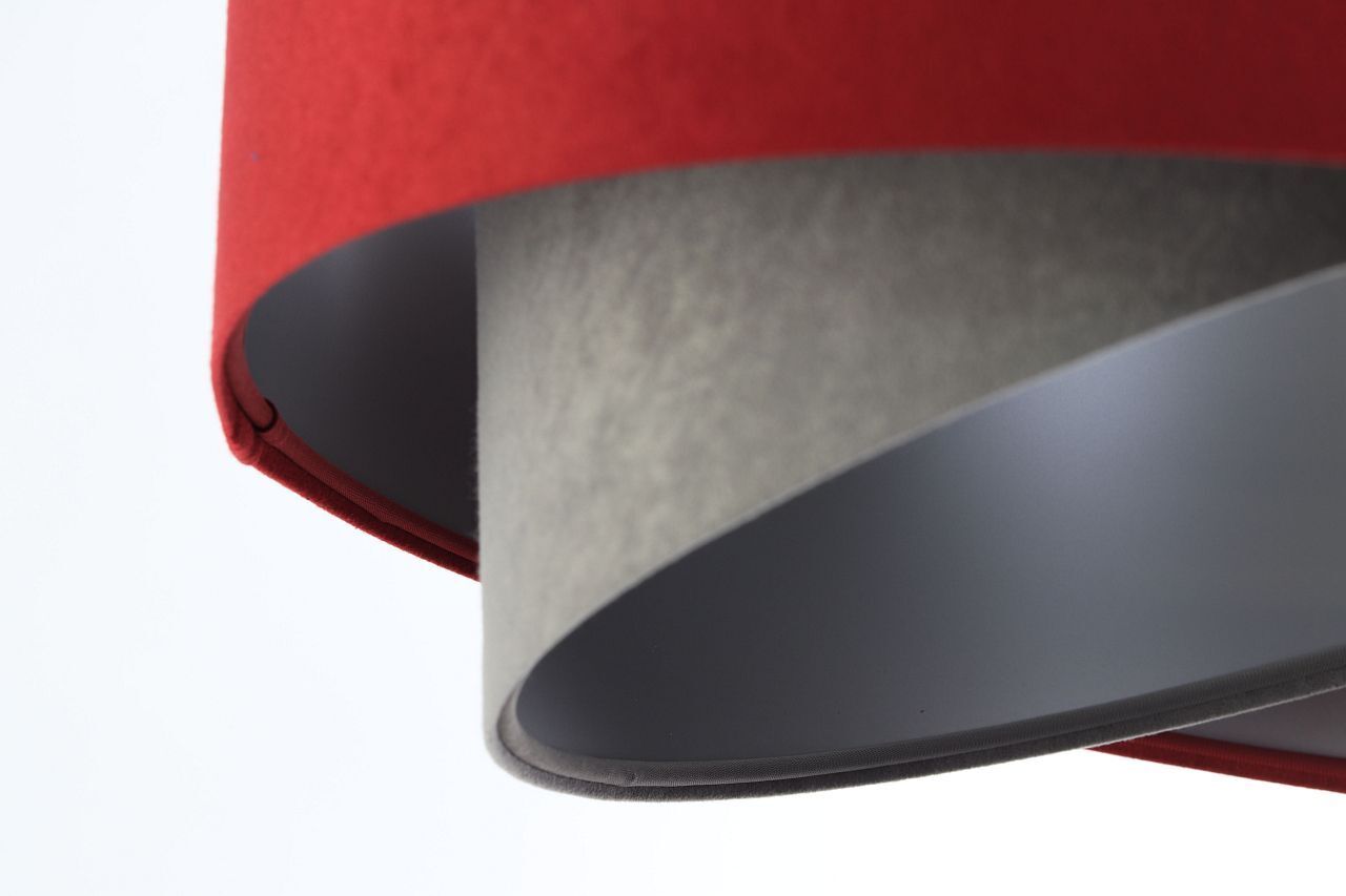 Hängeleuchte Stoff Ø 50 cm Rot-Braun Grau Silber Velours Optik