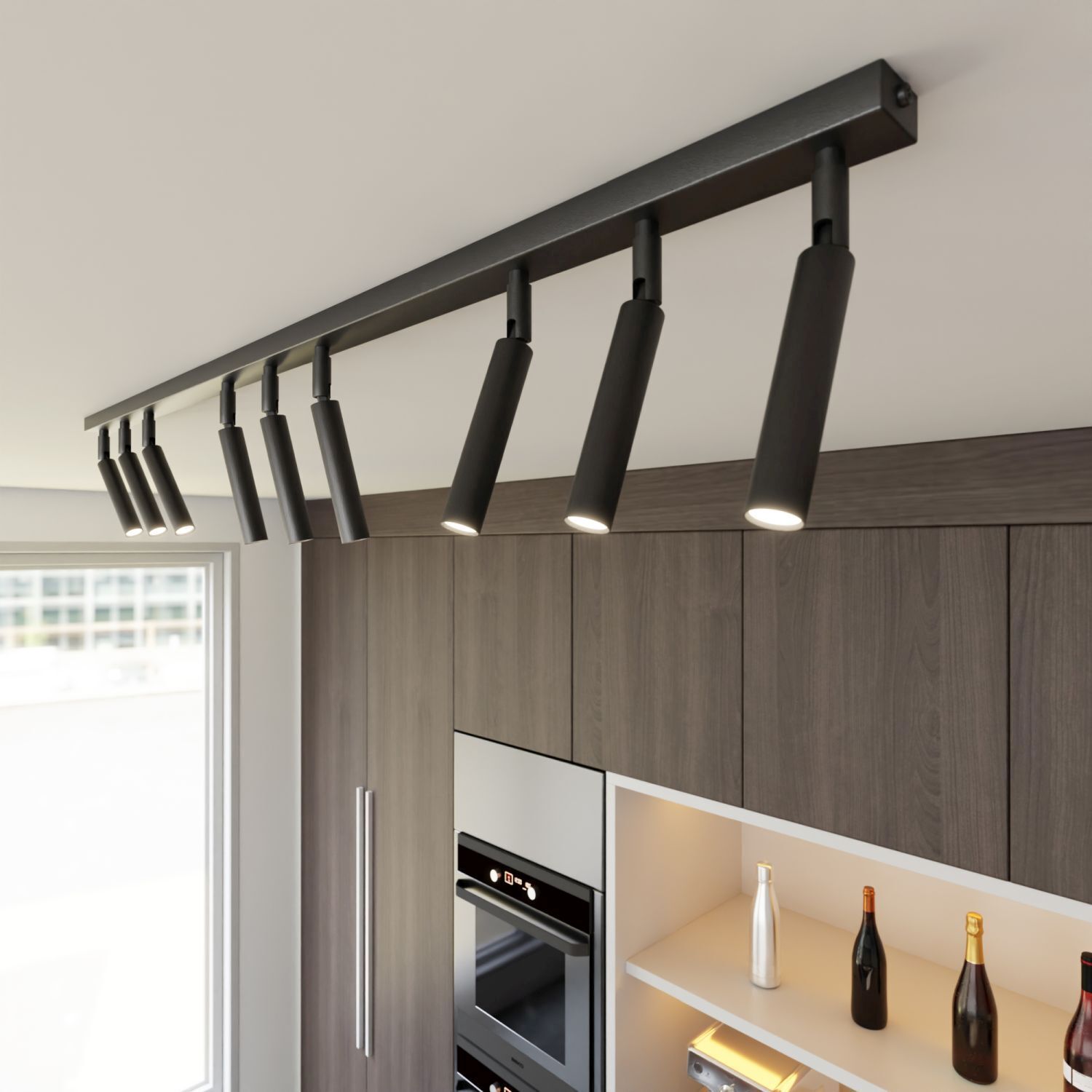 Verstellbarer Deckenspot Schwarz Metall G9 116 cm lang