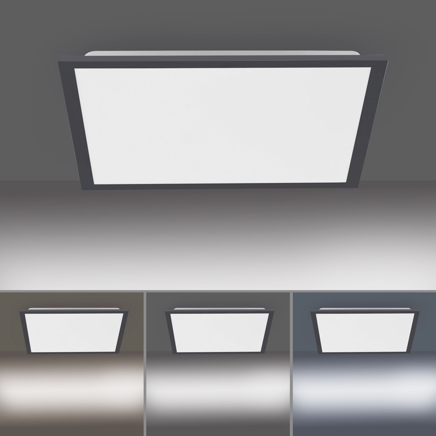 LED Deckenlampe dimmbar L:44,5 cm Fernbedienung Schwarz Deckenleuchte