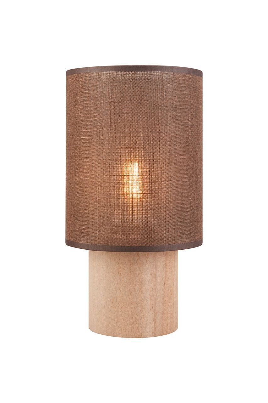 Tischleuchte Braun Stoff Holz E27 30 cm hoch wohnlich