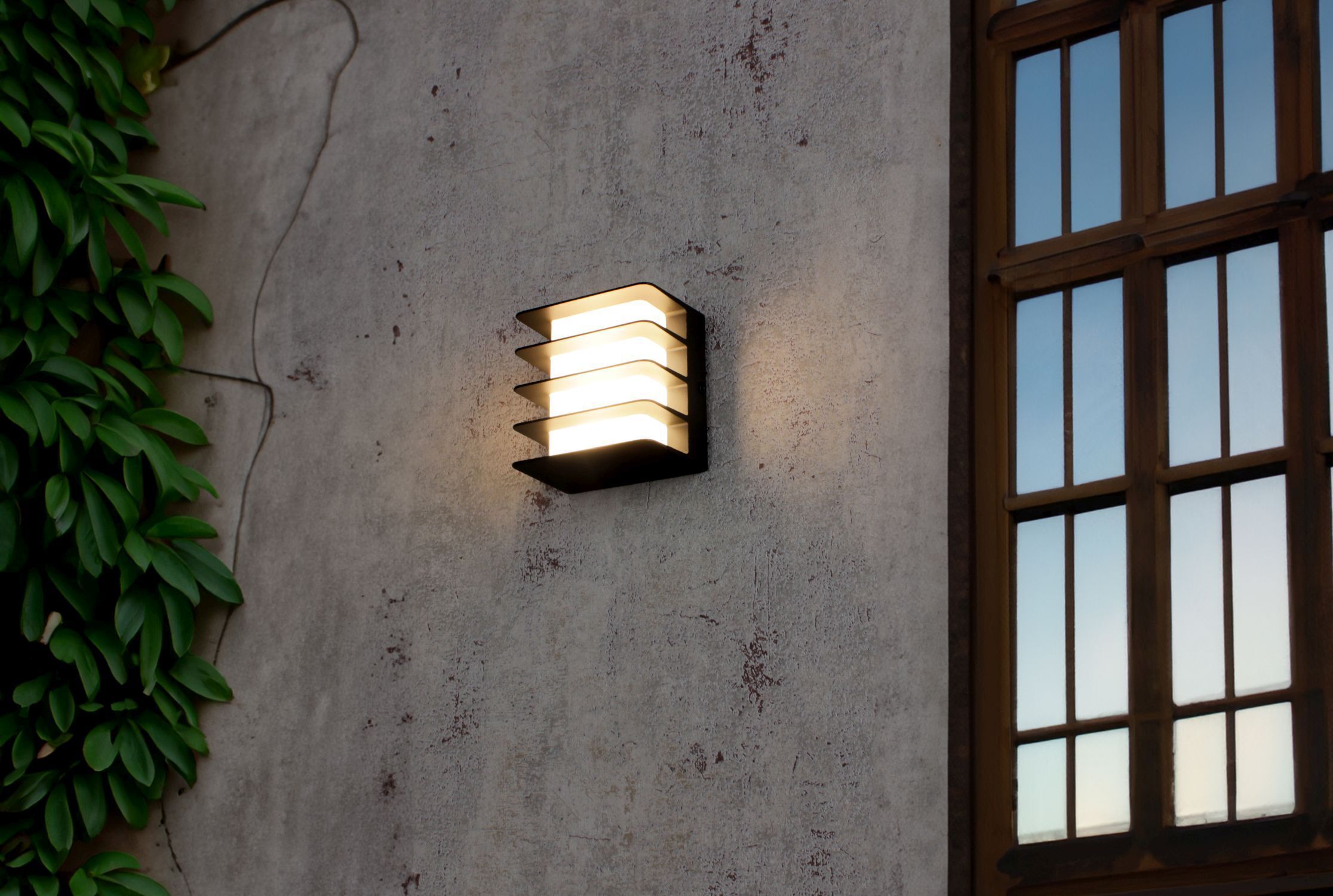 LED Außenwandlampe Schwarz 3000 K IP54 dekorativ Modern Architektur, Gebäude, Mauer