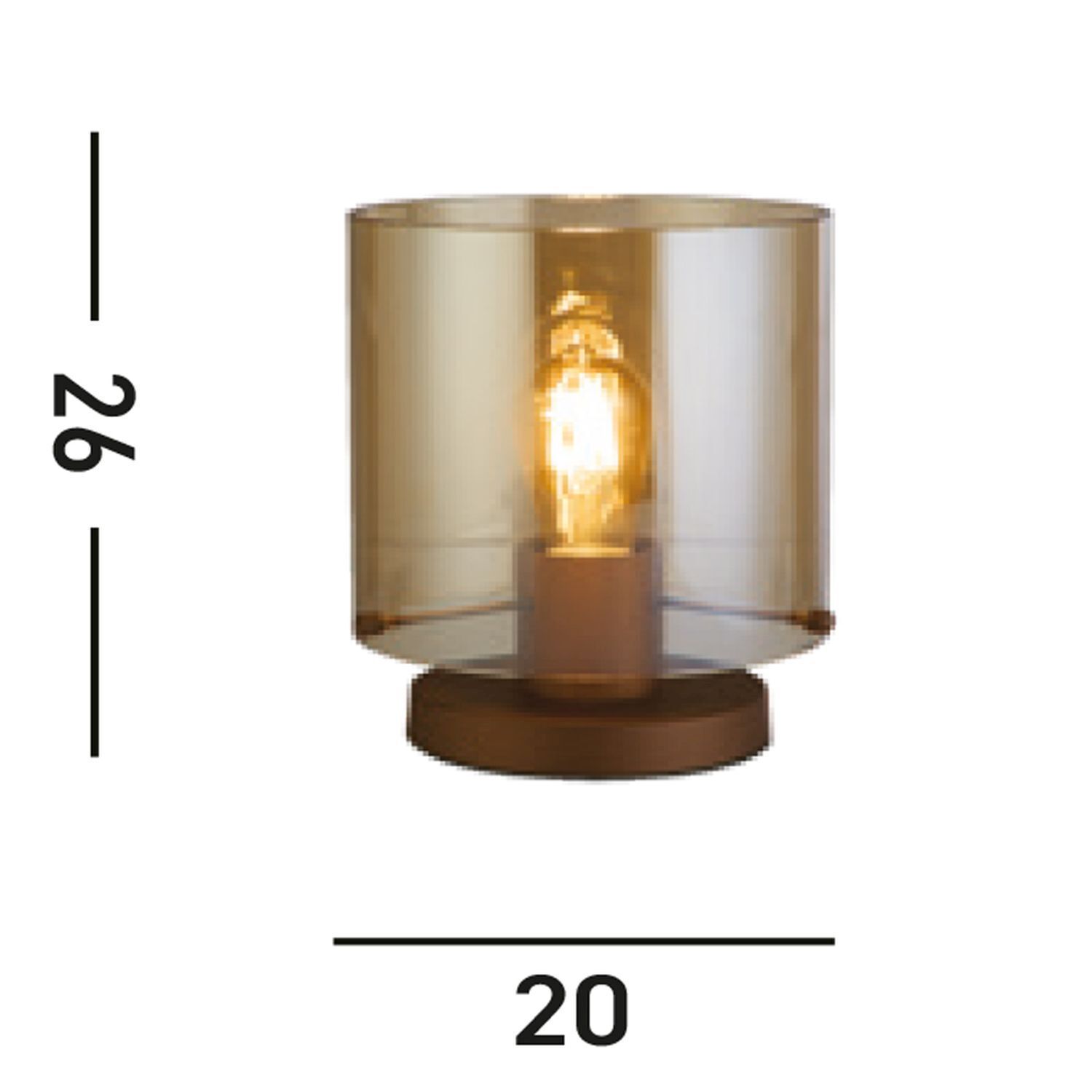 Tischlampe, Lampenfuß, Transparente Lampenschale, Edison-Glühbirne, Bronzefarbene Basis