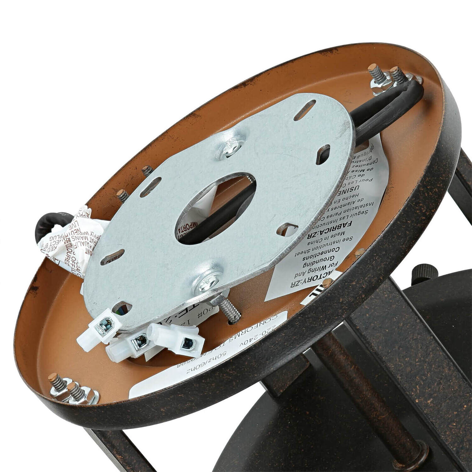 Deckenleuchte SHOJI Creme Ø34cm Wohnzimmer Lampe Maschine, Rad, Schraube