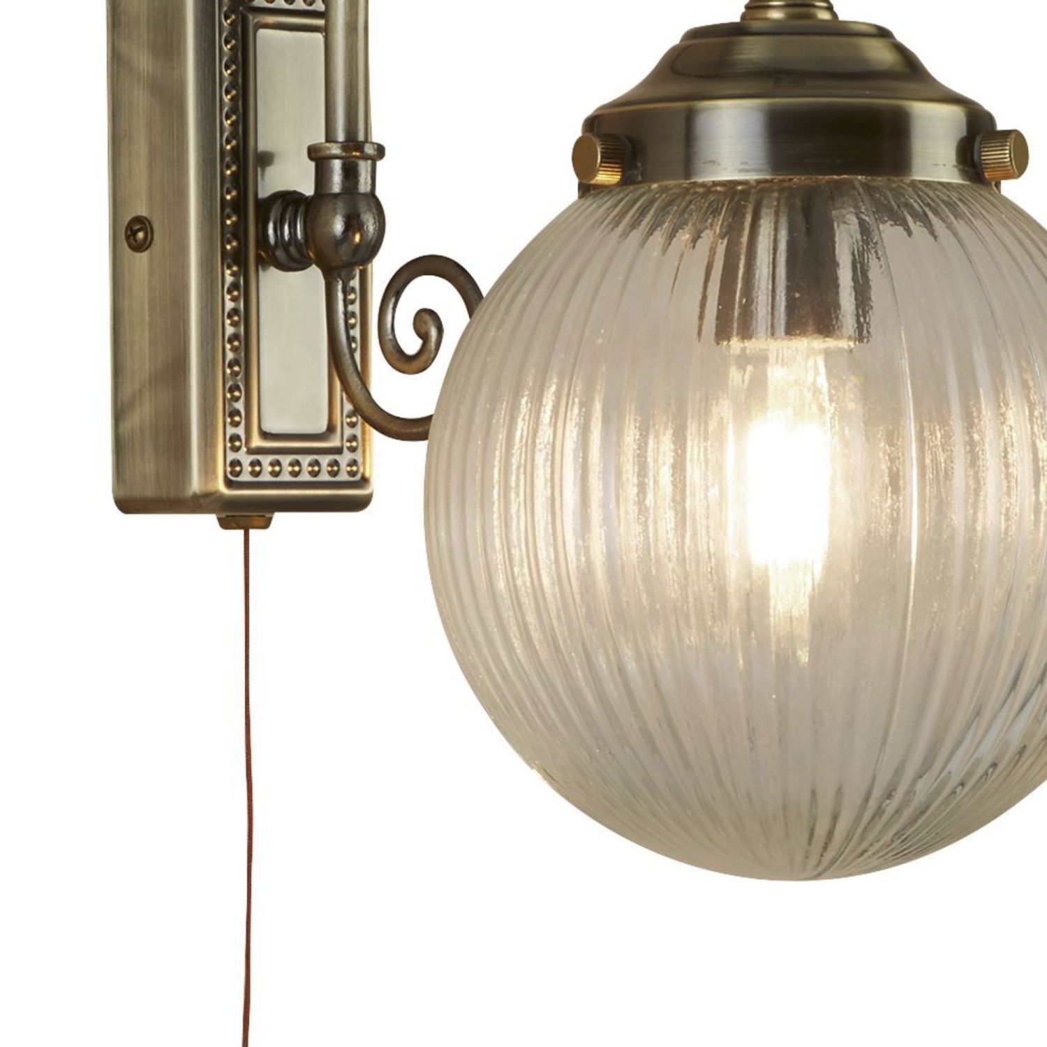 Spiegelleuchte mit Schalter IP44 E14 in Messing antik Leuchte, Lampe