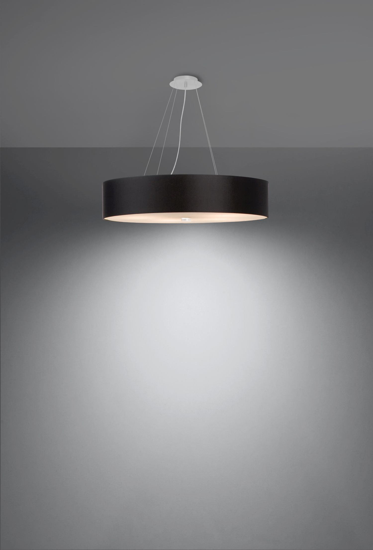 Hängeleuchte rund Ø 60 cm Stoff Glas 5x E27 Schwarz