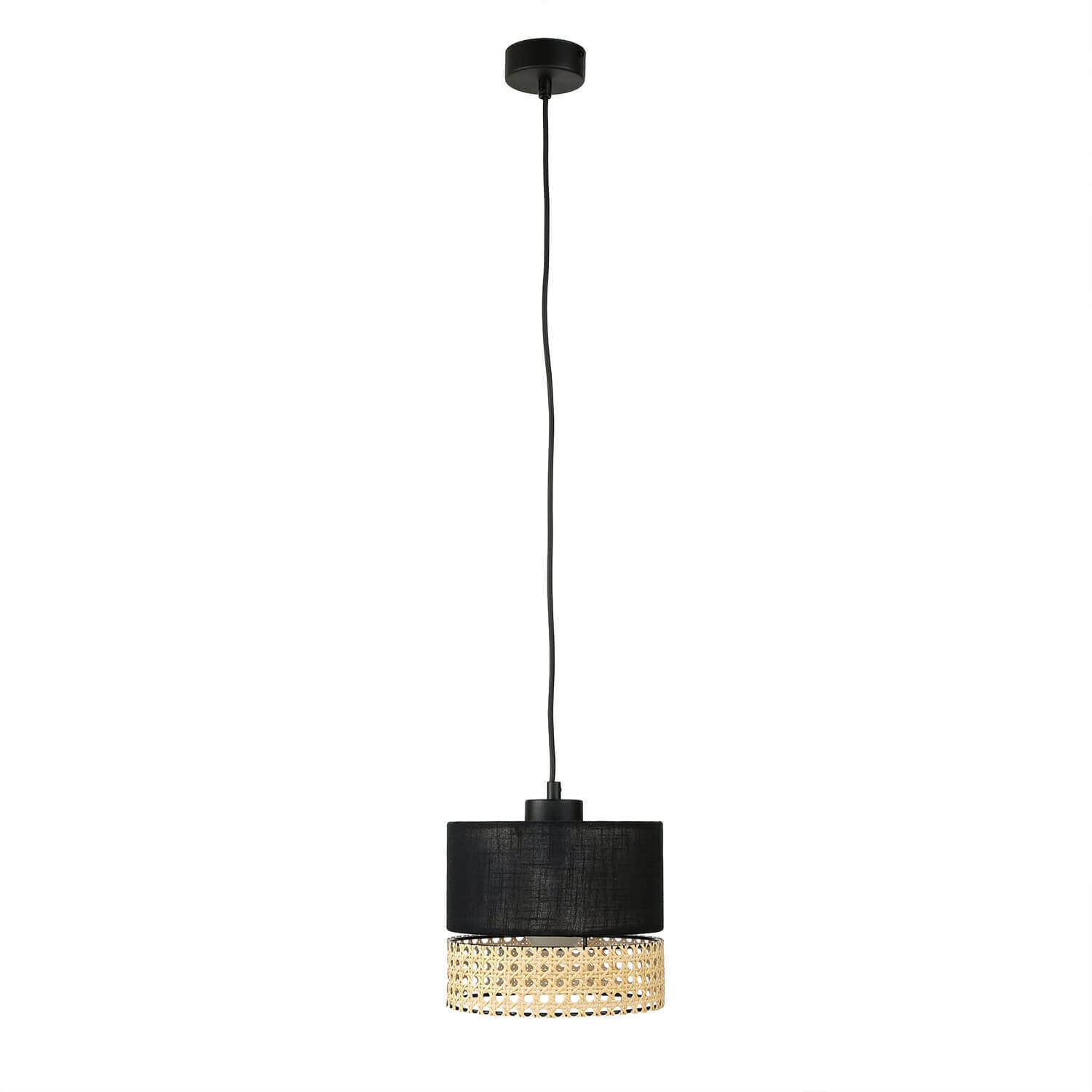 Hängelampe Modern Schwarz Braun E27 Stoffschirm Lampe, Kronleuchter