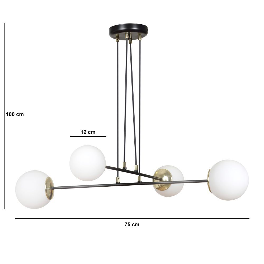 Hängeleuchte mit Schirm Weiß verstellbar Glas Metall 4x
