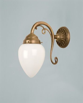 Wandlampe Berliner Messing Glas T:27 cm E27 Ornamente