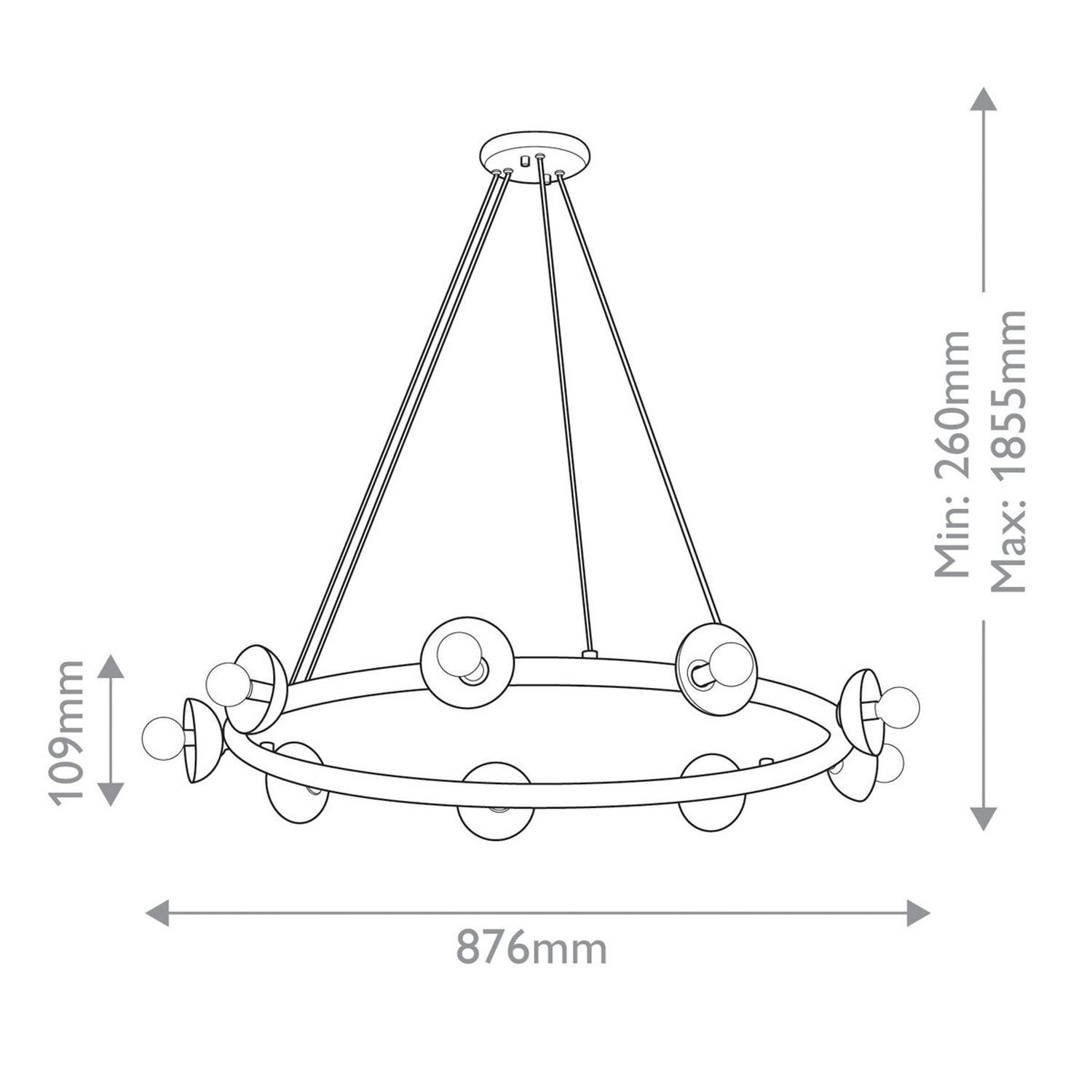 Hängelampe Metall rund D: 87,6 cm H: max. 185,5 cm Schwarz Rasenmäher, Pflanze, Werkzeug, Kronleuchter, Lampe