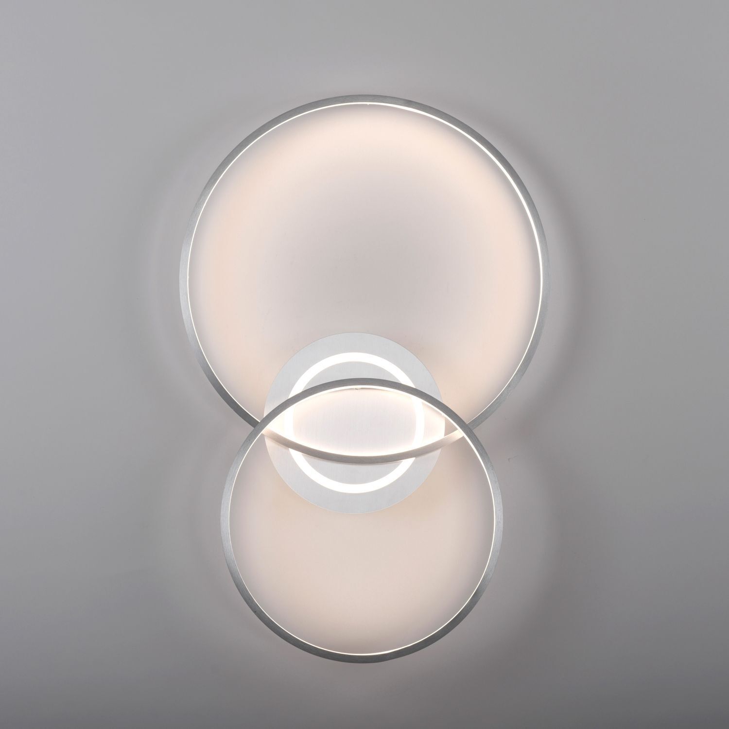 Stilvolle LED Deckenleuchte in Aluminium 3000 K Ringe