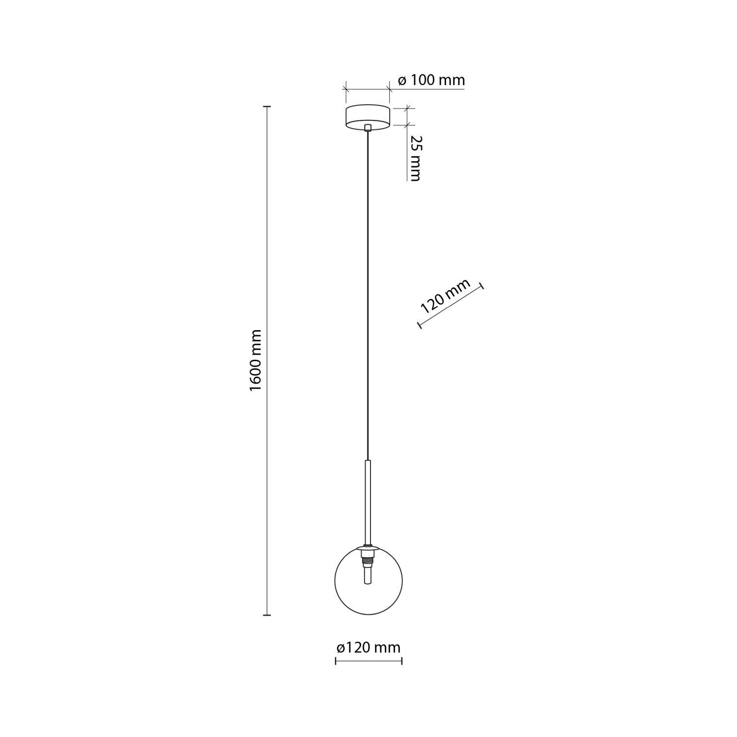 Hängeleuchte Glas Kugel Ø 12 cm schmal höhenverstellbar