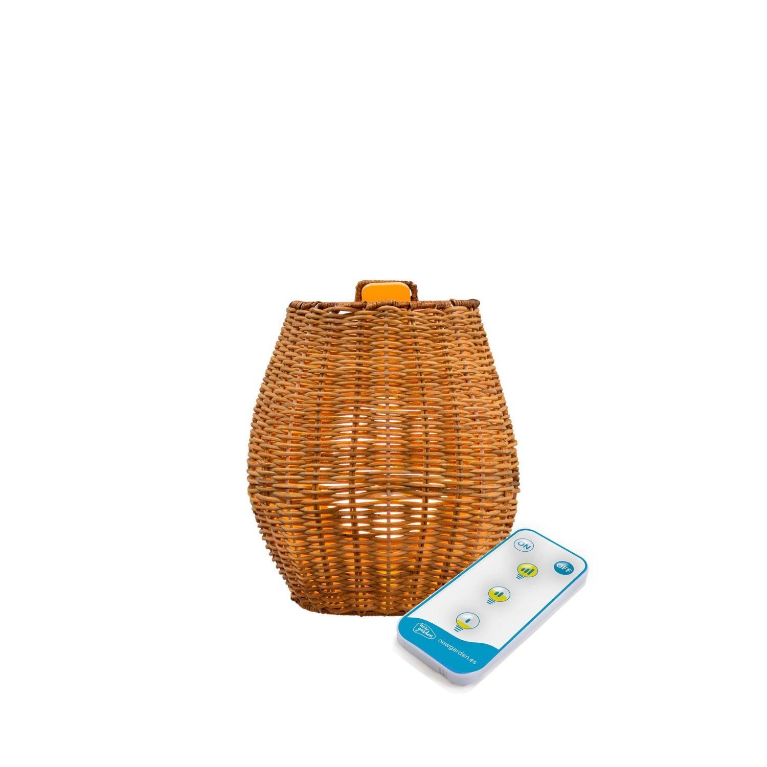 LED Außenleuchte Akku Rattan H: 24,5 cm kabellos dimmbar Korb, Lampe