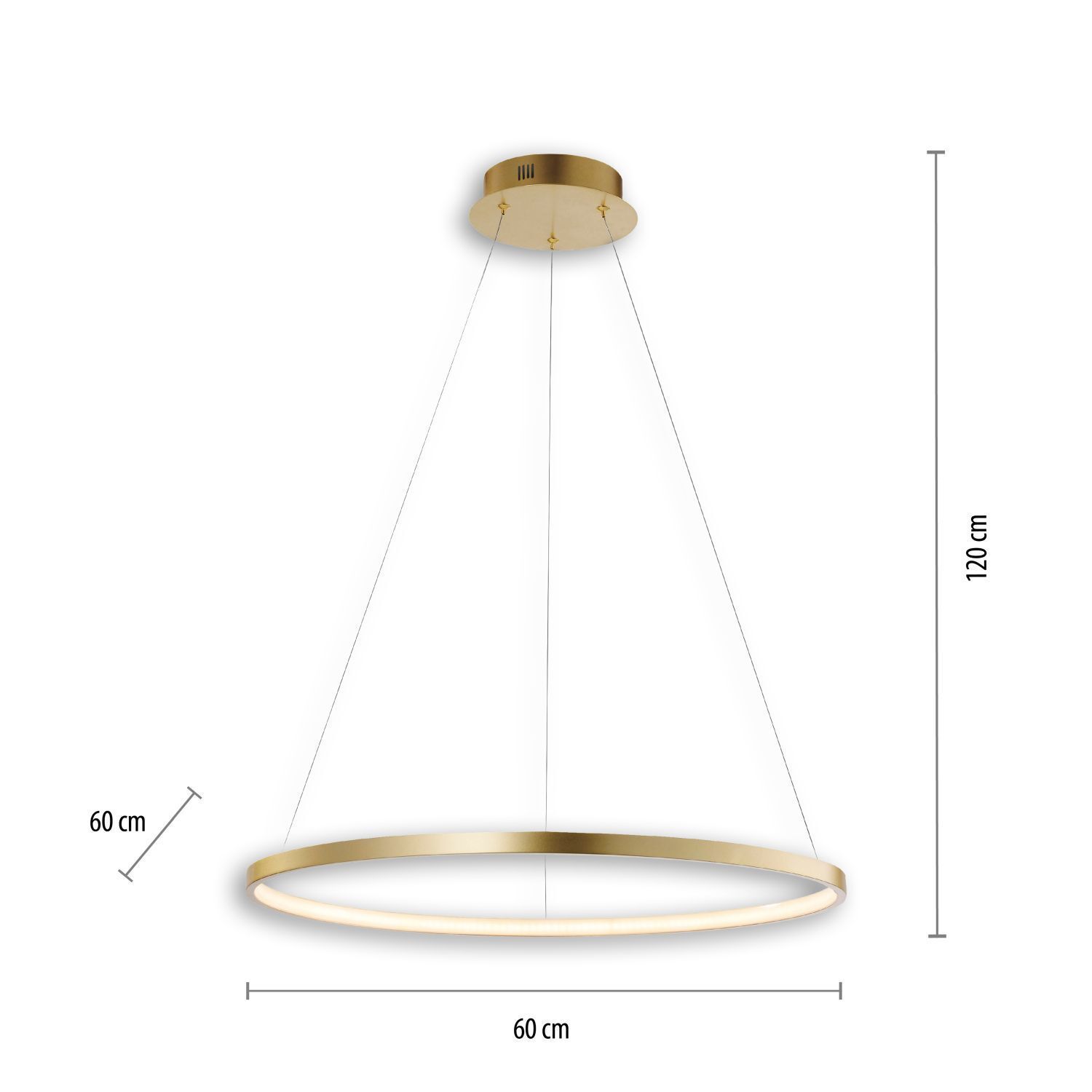 LED Hängelampe Ring in Gold Metall Ø60 cm 3670 lm 29 W Leuchter, Lampe, Leuchte