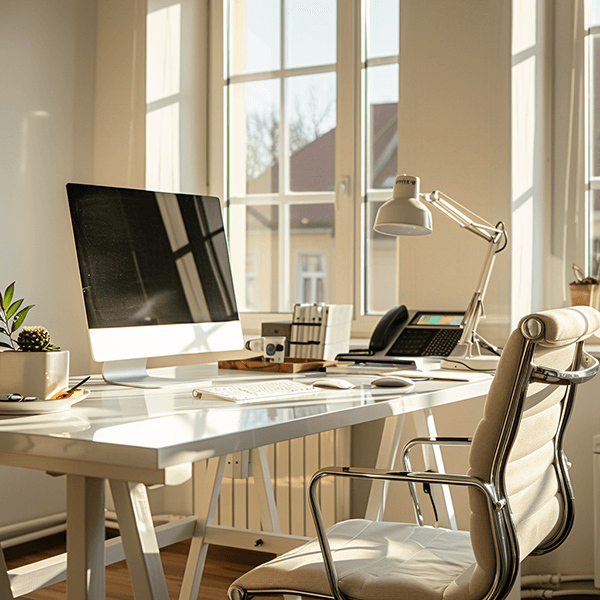 Bürolampen computer, desk, office, chair, lamp