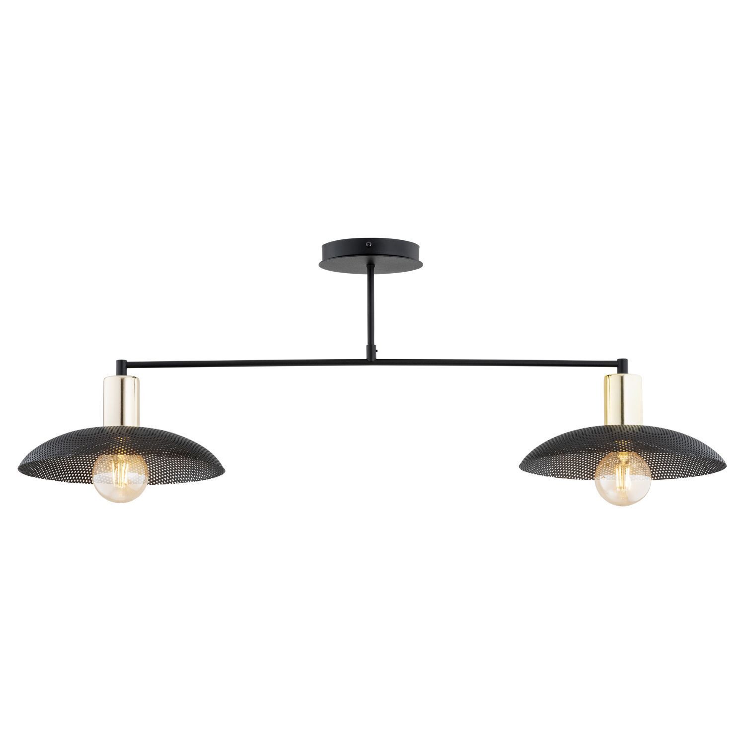 Deckenleuchte Metall 100 cm lang Schwarz Gold E27 2-flammig