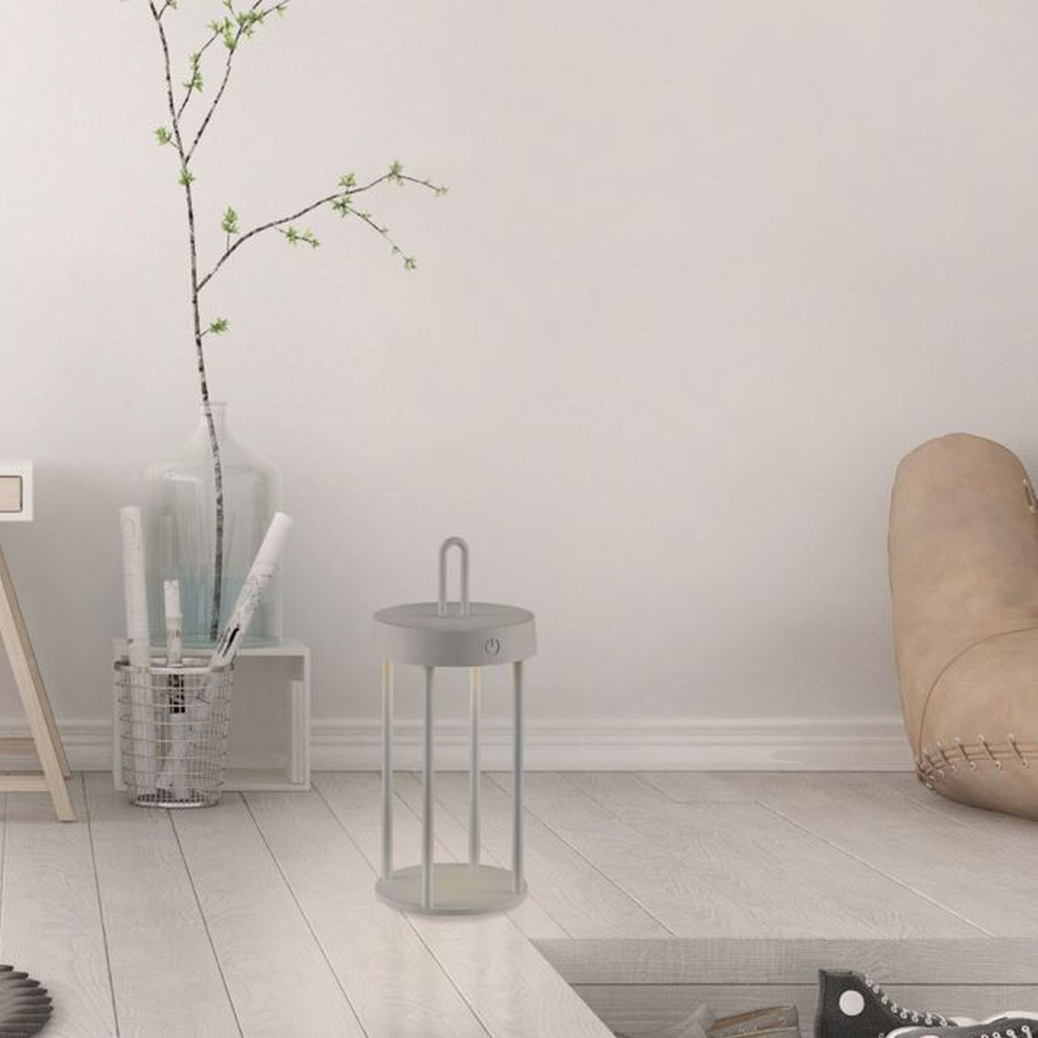 LED Akku Tischleuchte Aluminium dimmbar IP44 2 W Greige