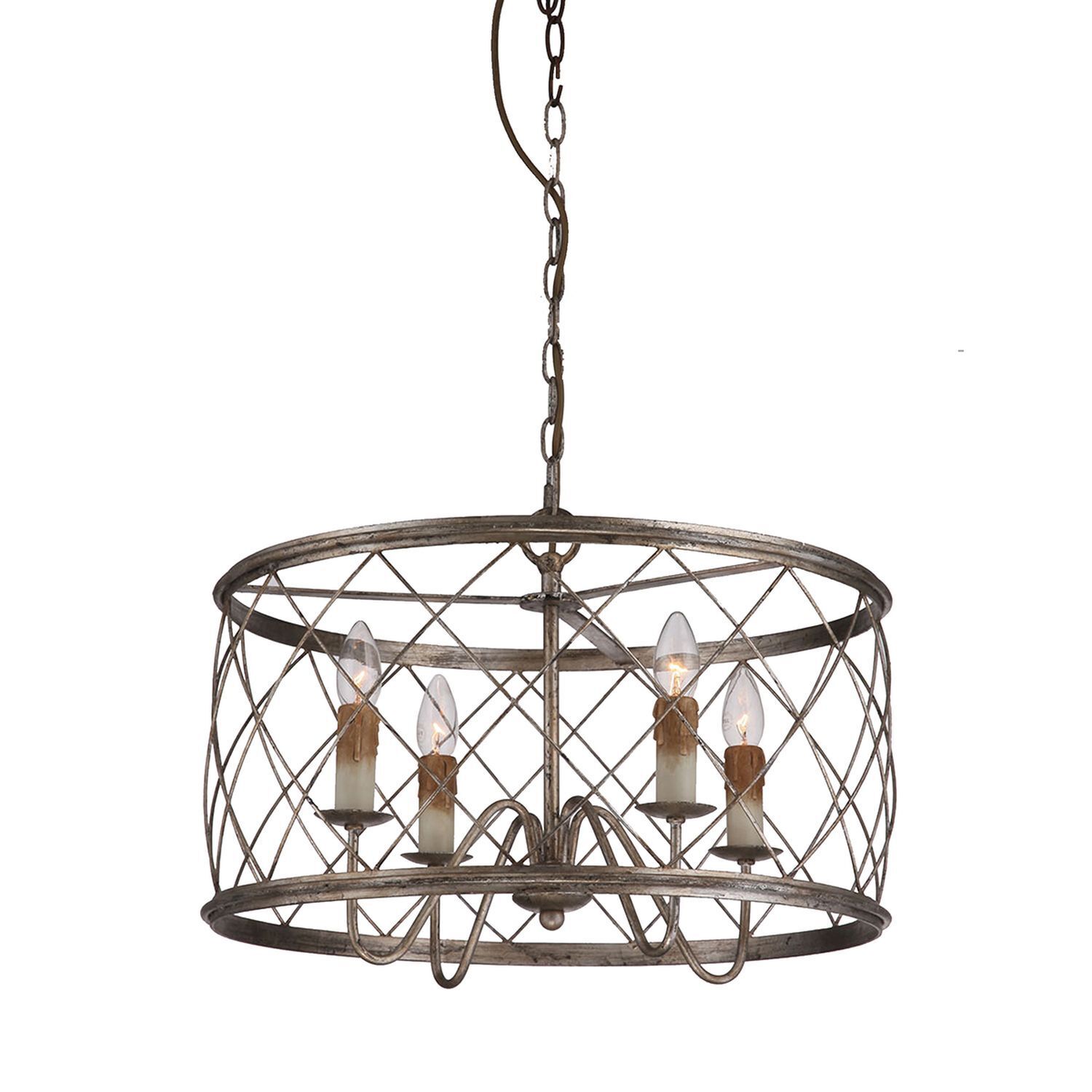 Hängeleuchte Metall in Silber antik Ø53cm Industrial