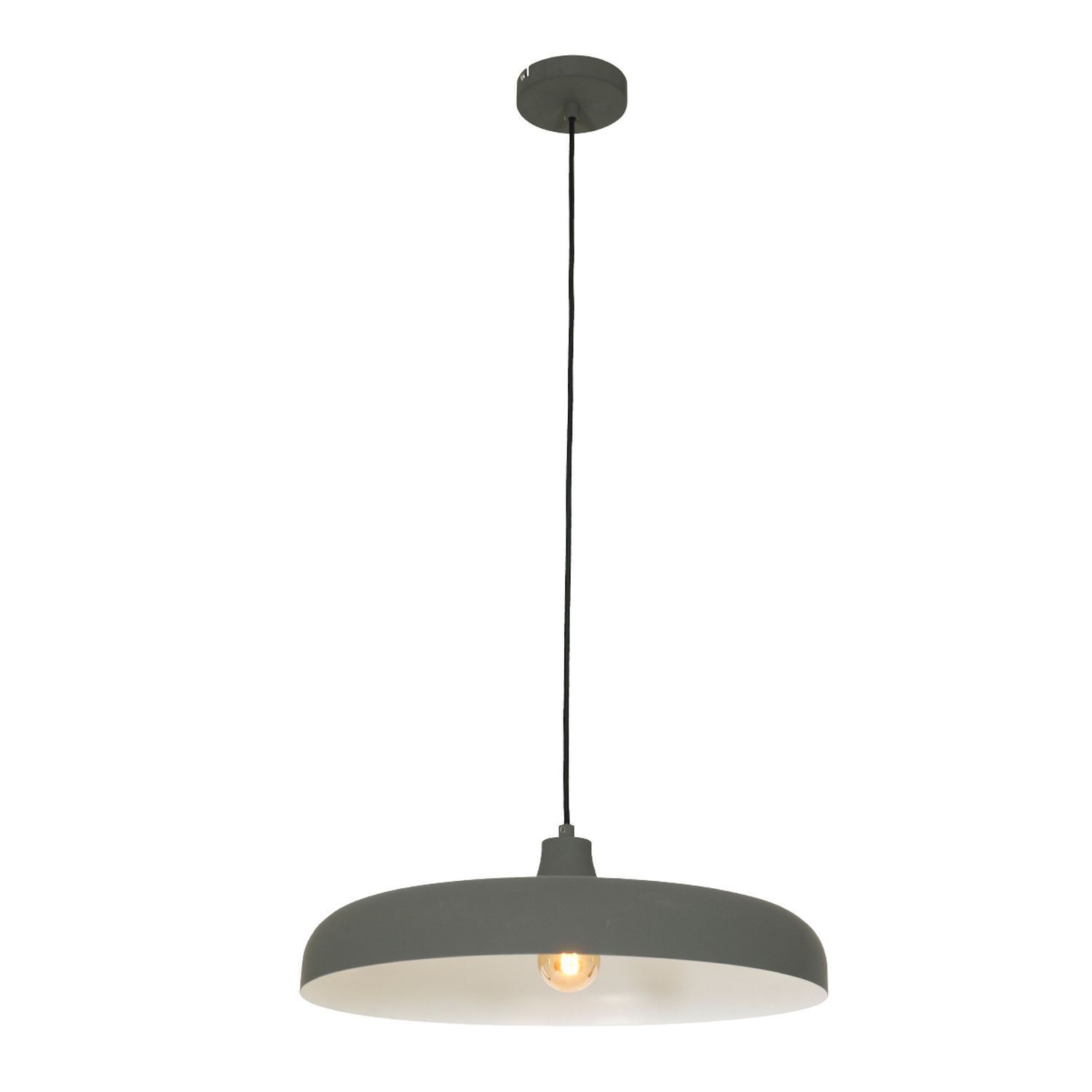 Hängelampe Metall Grau L:50 cm rund E27 Modernes Design