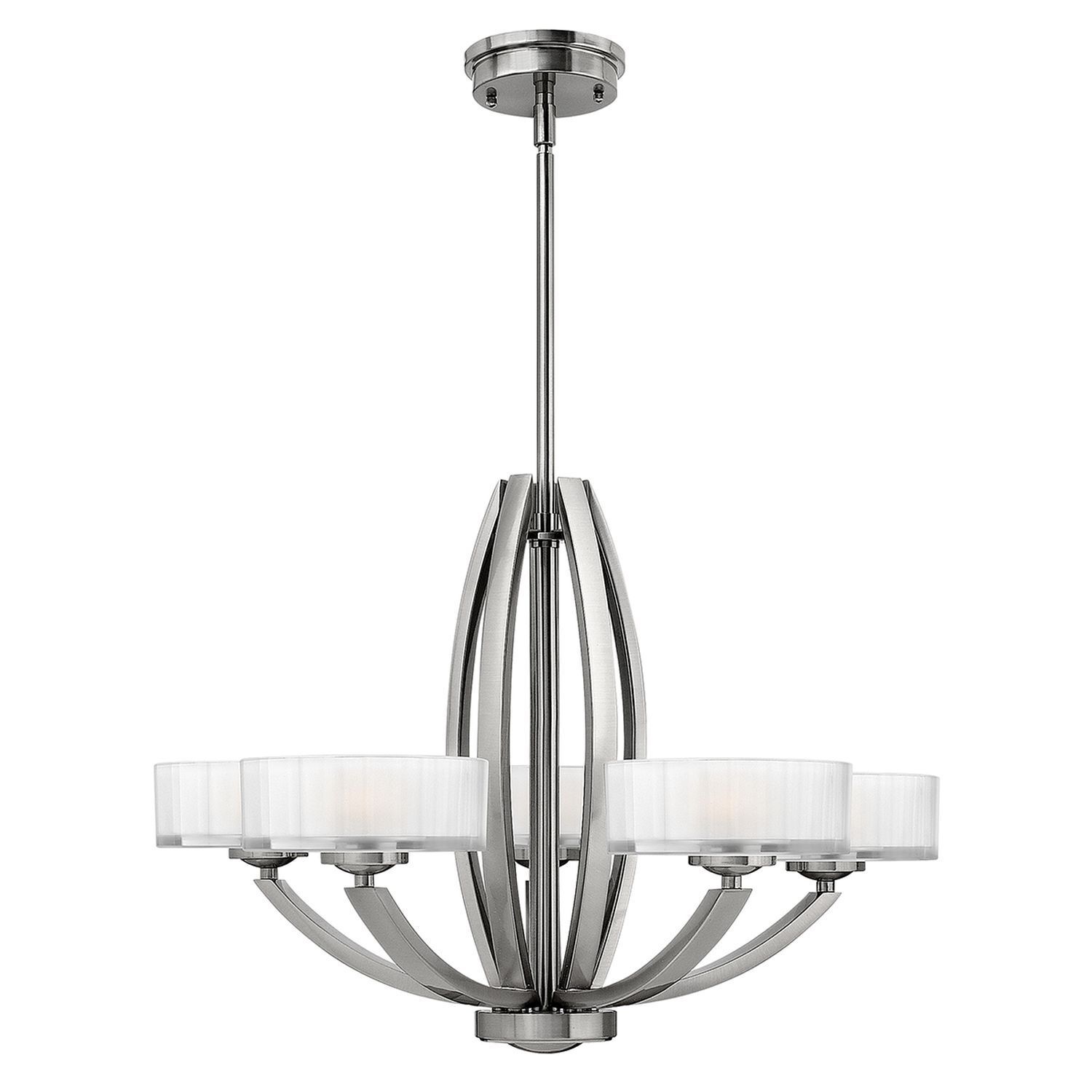 Kronleuchter LOU Nickel Weiß 5xE27 Modern Lampe