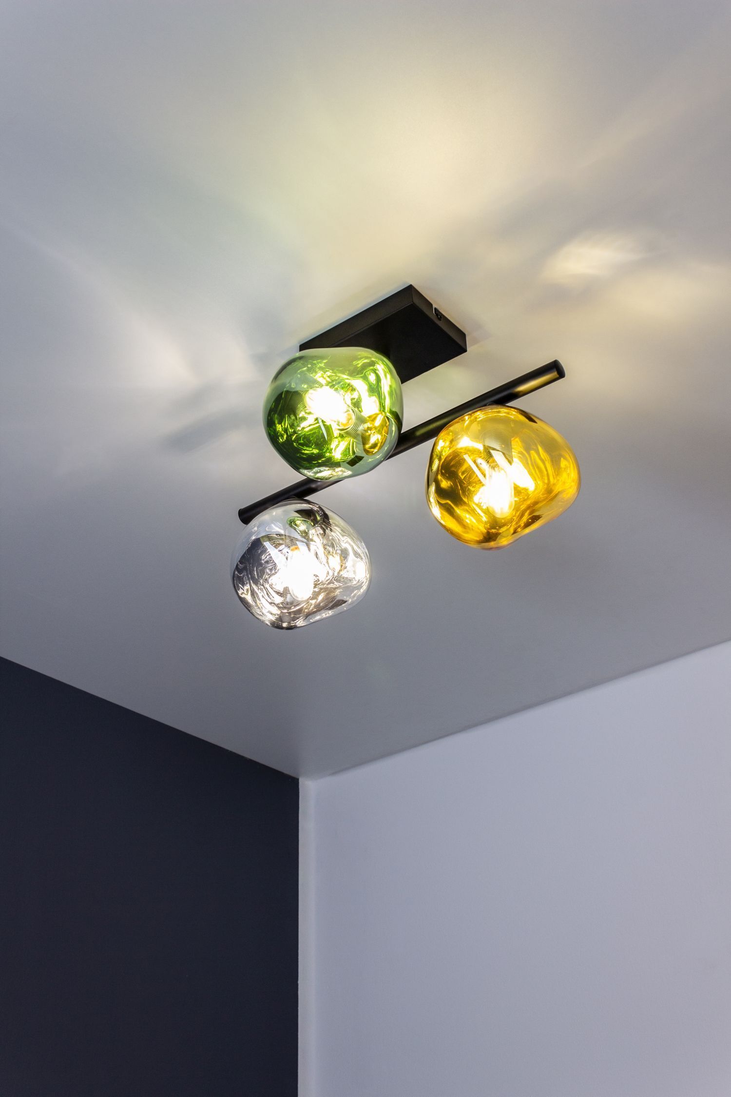 Deckenlampe Glas Aluminium Bunt L:40 cm 3-flmg Modern