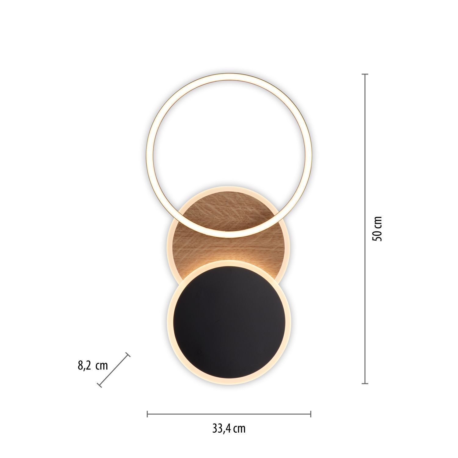 LED Deckenlampe Schwarz Natur warmweiß 26 W verstellbar