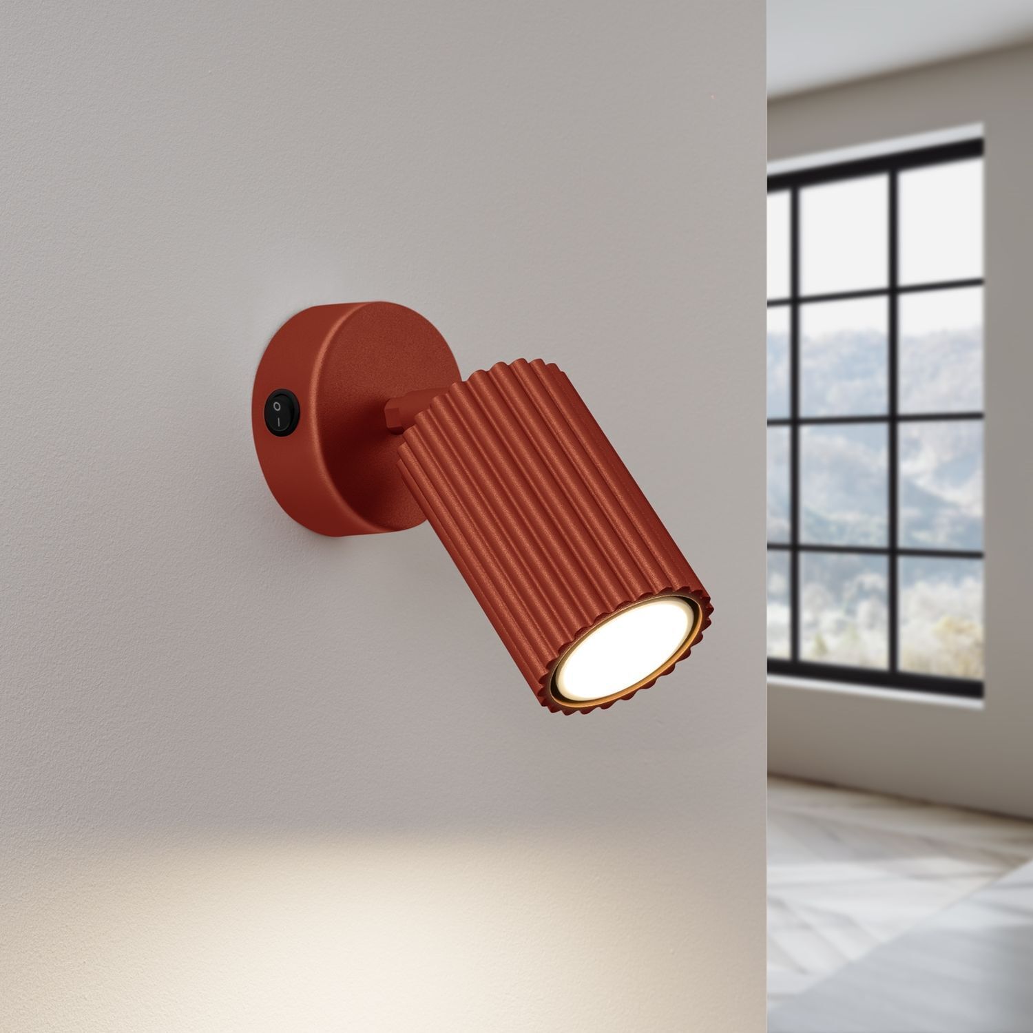 Wandlampe klein B: 8 cm Rot schwenkbar aus Aluminium GU10