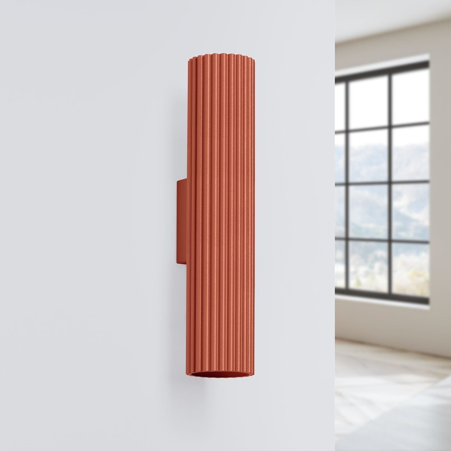 Moderne Wandlampe Up Down H: 30 cm Rot GU10 2-flammig Alu