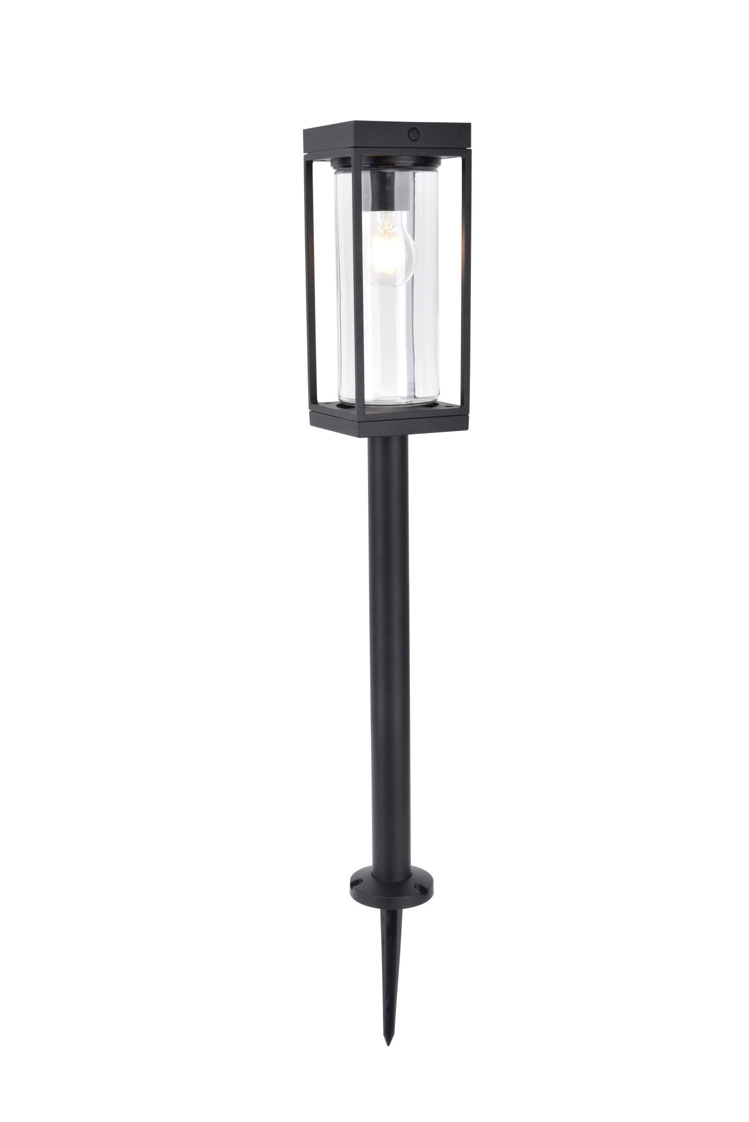 Sockelleuchte Schwarz Aluminium Glas E27 inkl IP44 76cm Lampe, Leuchte