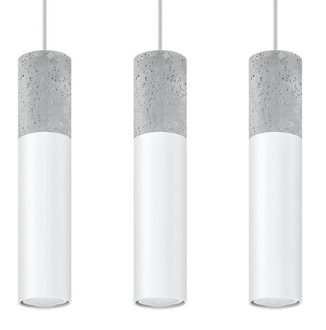 Hängelampe Grau Weiß Beton Metall 3-flmg GU10 JUNIA