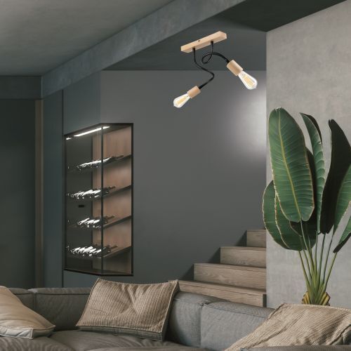 Deckenleuchte KASSIDY Schwarz Holz Modern flexibel