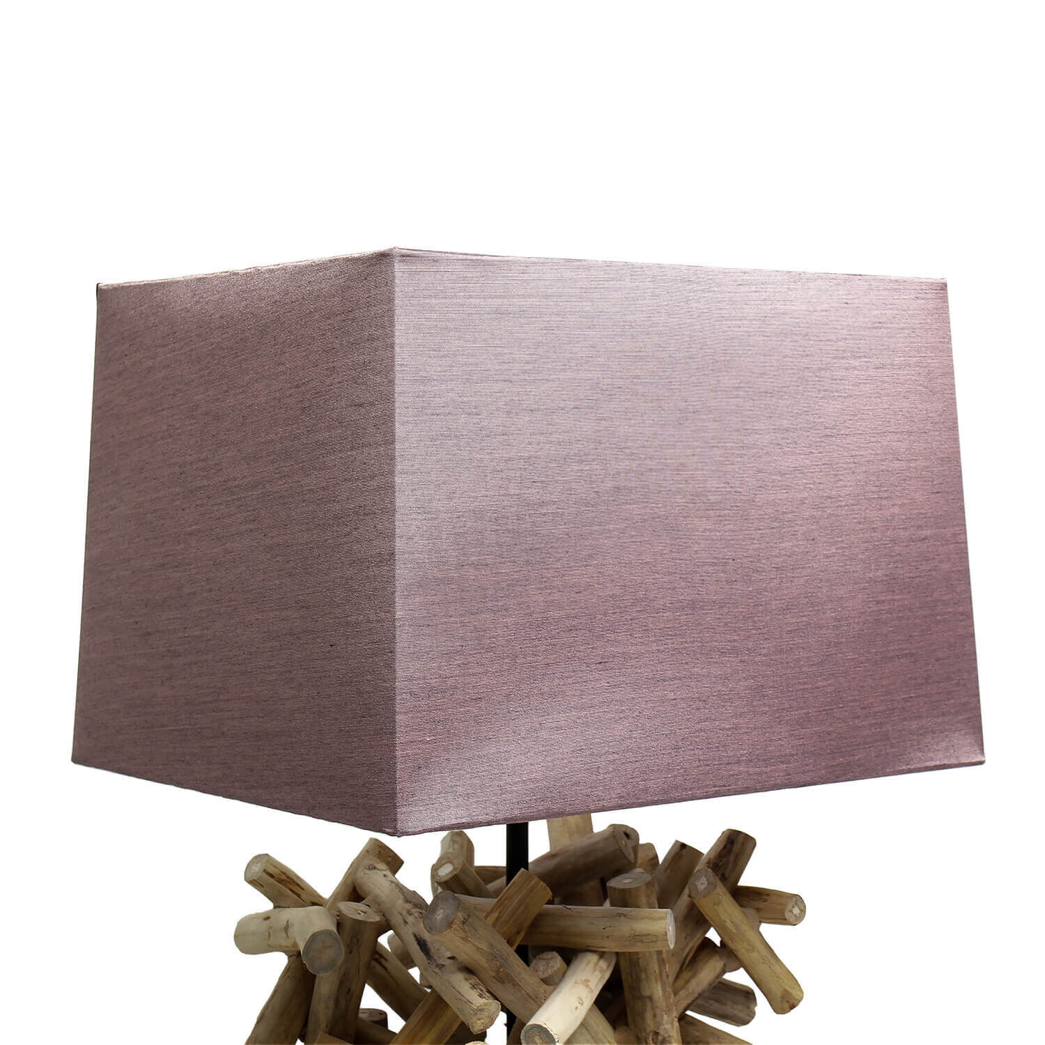 Design Tischleuchte Treibholz Stoff dekorativ Wohnzimmer Lampe, Holz, Lampenschirm, Postfach