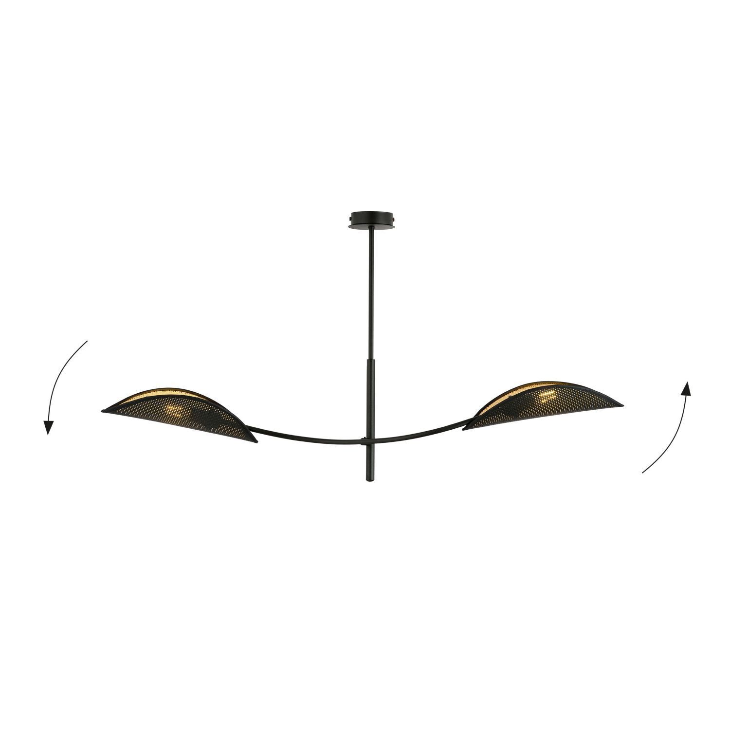Deckenlampe Stoff Metall 103 cm lang drehbar in Schwarz Gold Gerät, Deckenventilator, Elektrisches Gerät