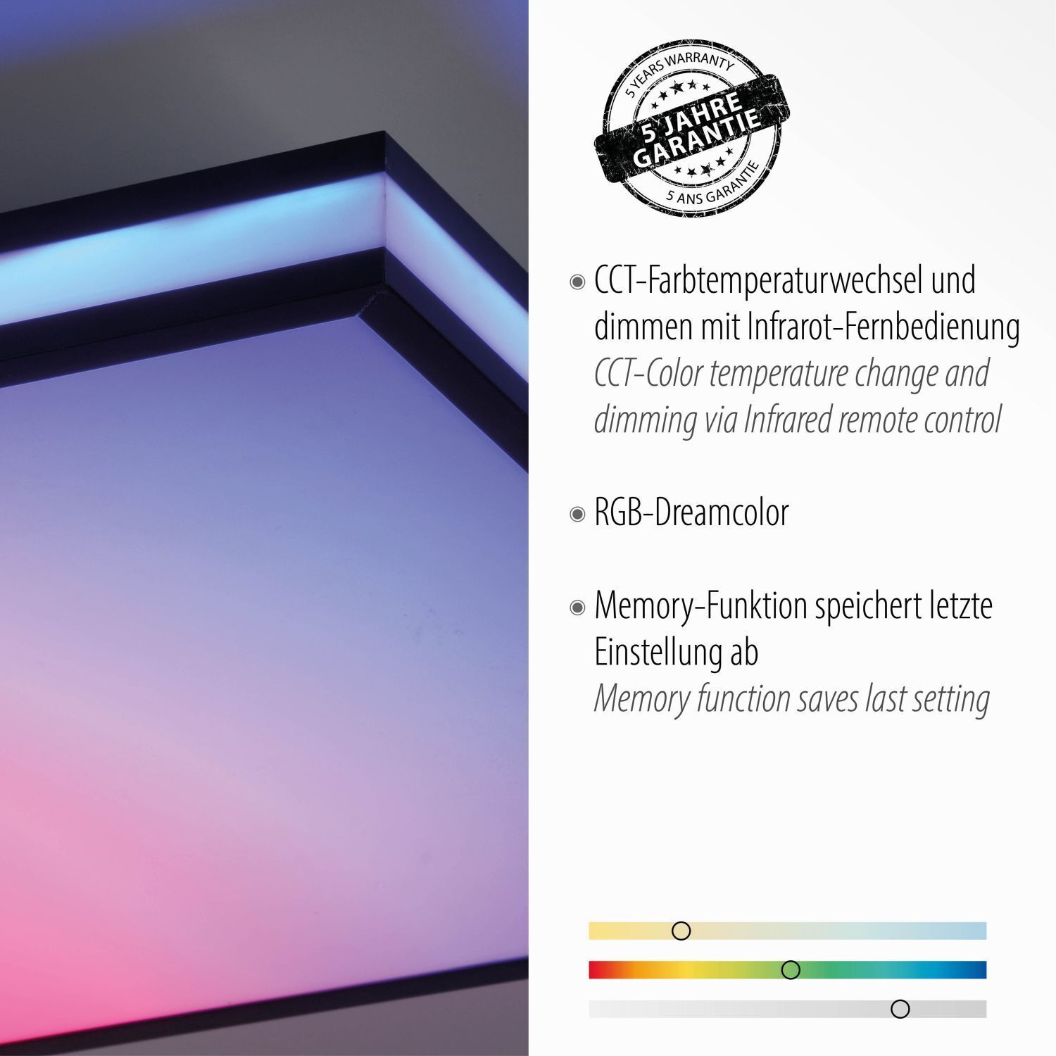 LED Deckenlampe dimmbar 2700-5000 K B:45 cm blendarm