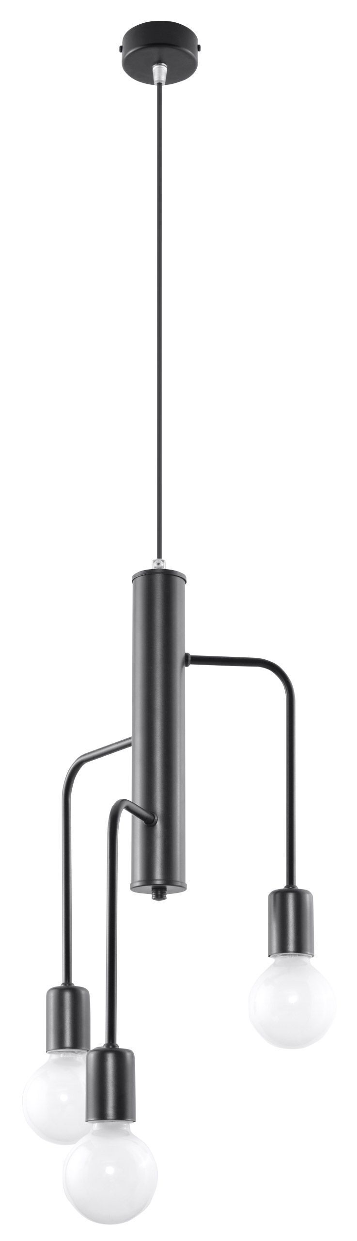 Pendelleuchte Schwarz Metall Retro 3-flammig E27 NERVIA