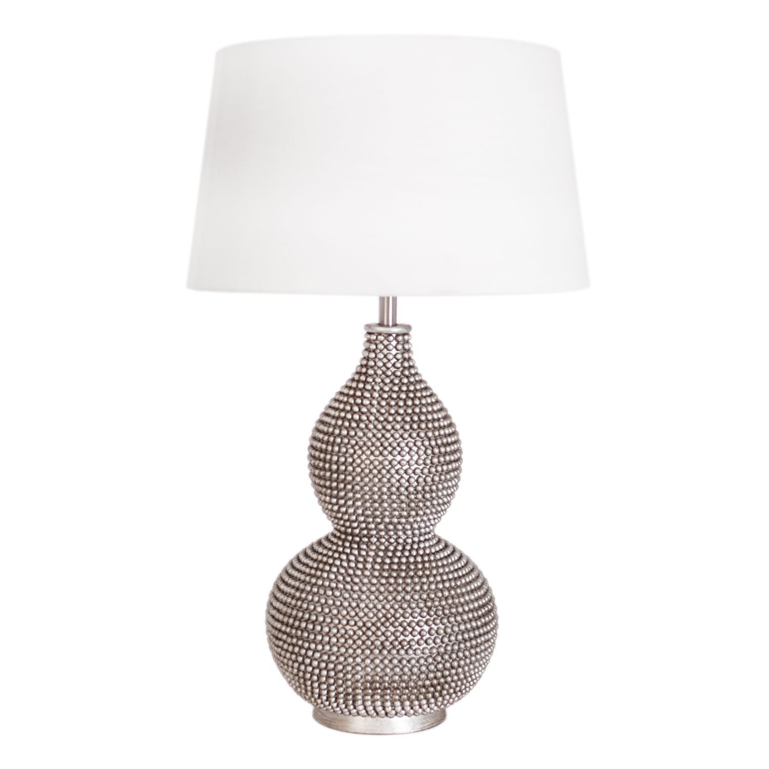 Nachttischleuchte Stoff Metall E27 56,5 cm in Silber Weiß