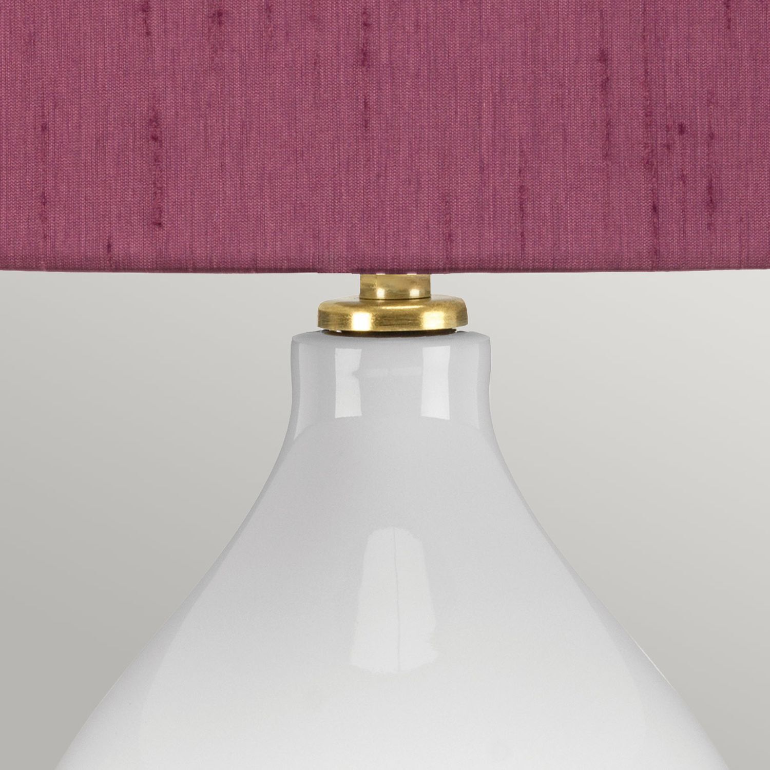 Tischleuchte Weiß Violett 64 cm hoch E27 Keramik Stoff Retro Lampe, Lampenschirm, Tischlampe