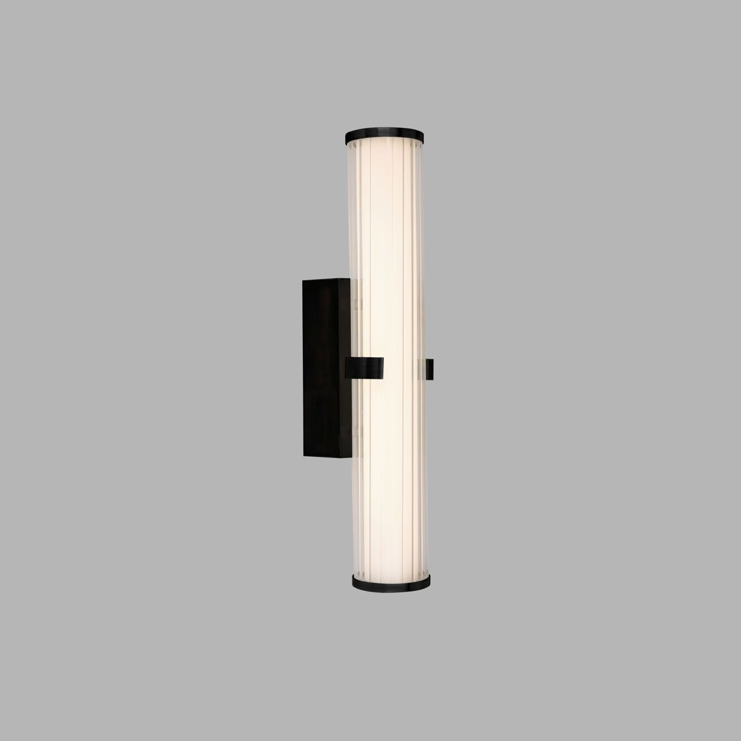 LED Spiegelleuchte IP44 Glas H: 43 cm Klar Schwarz 3000 K