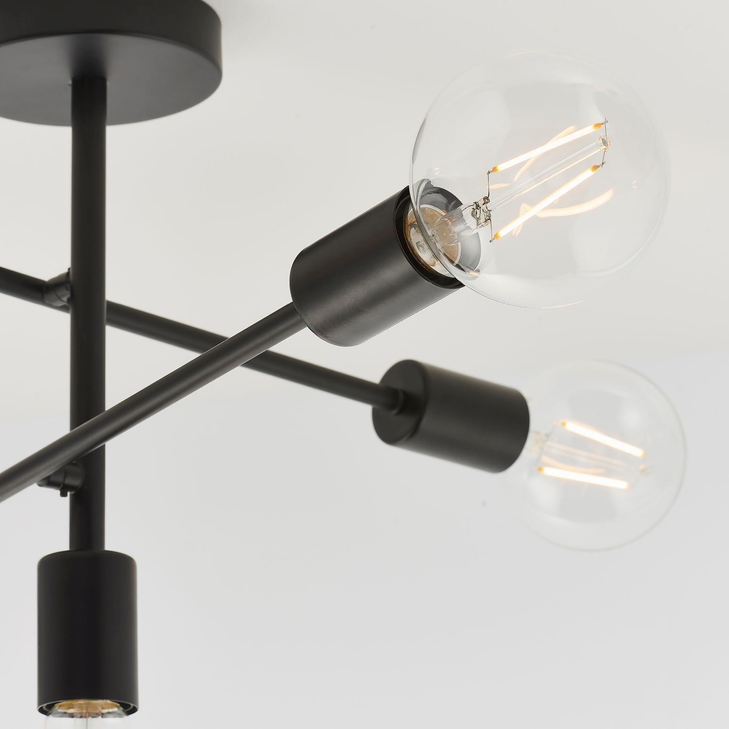 Deckenlampe Schwarz Metall 53 cm breit Retro für 5x E27