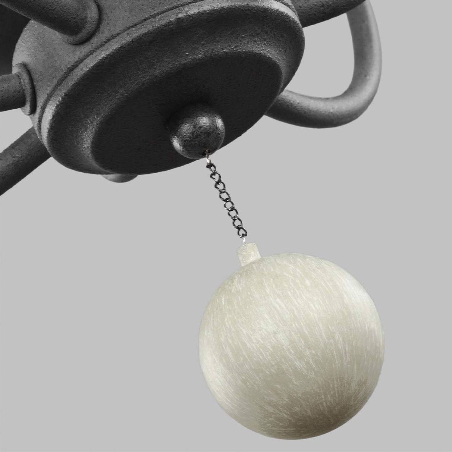 Kronleuchter groß Ø 82,3 cm Rustikal Metall Holz Grau antik kugel, ball, kette, handarbeitskugel, spielzeugzubehör