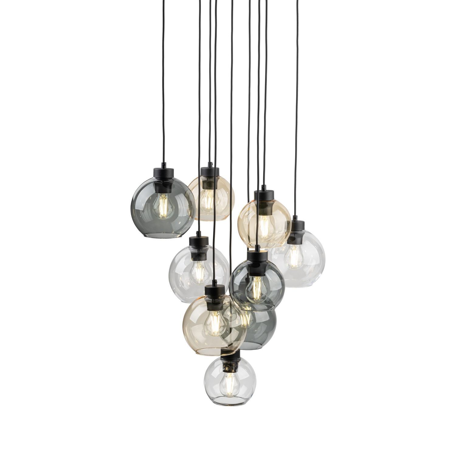 Pendelleuchte Rauchglas H: max. 140 cm verstellbar 9x E27