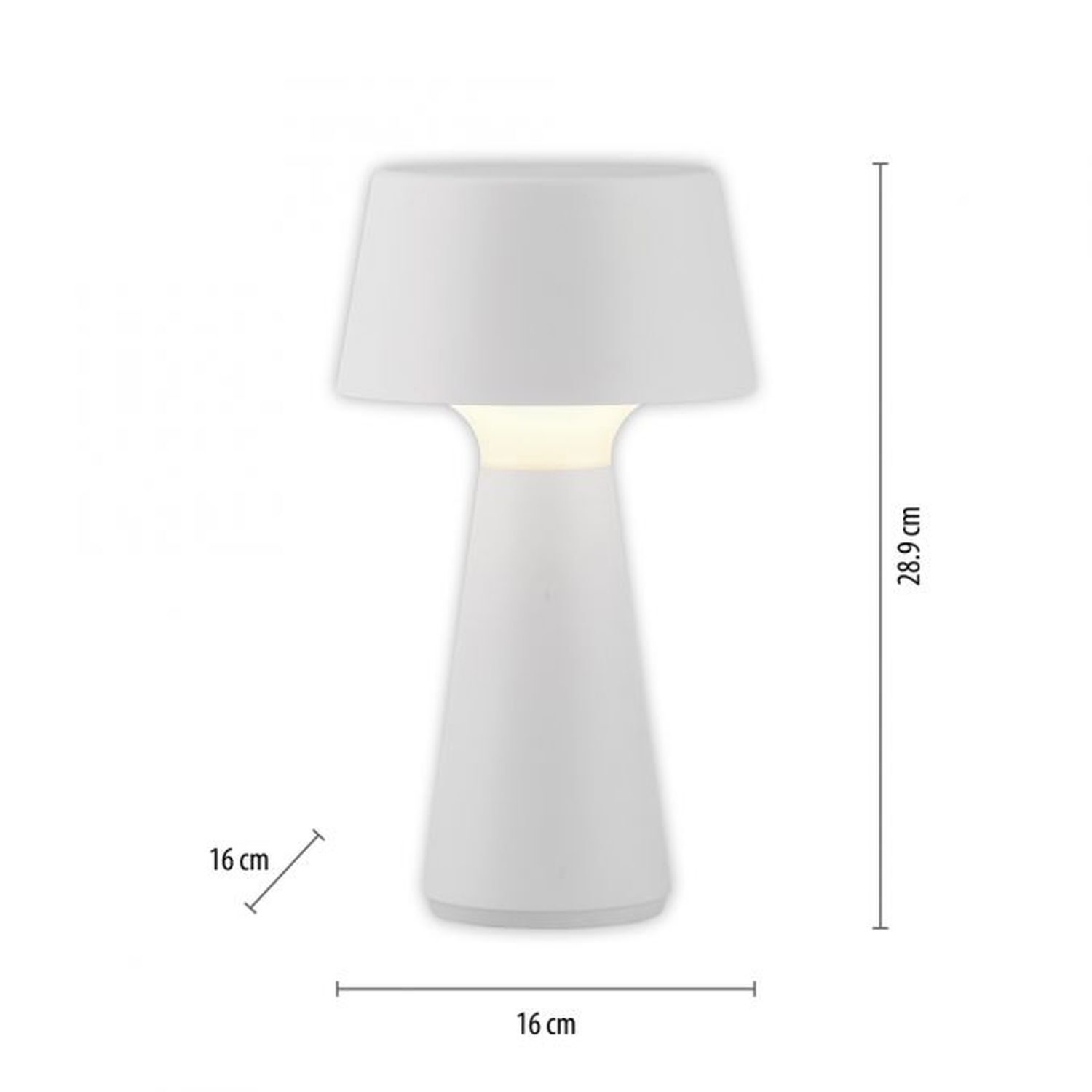 LED Akku Tischleuchte dimmbar Touch IP54 Weiß 28,9 cm Lampe, Tischlampe, Lampenschirm