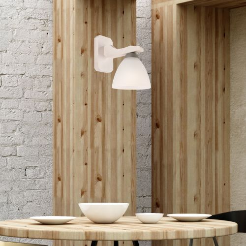 Wandlampe BATORY Braun Holz Glas gemütlich Lampe