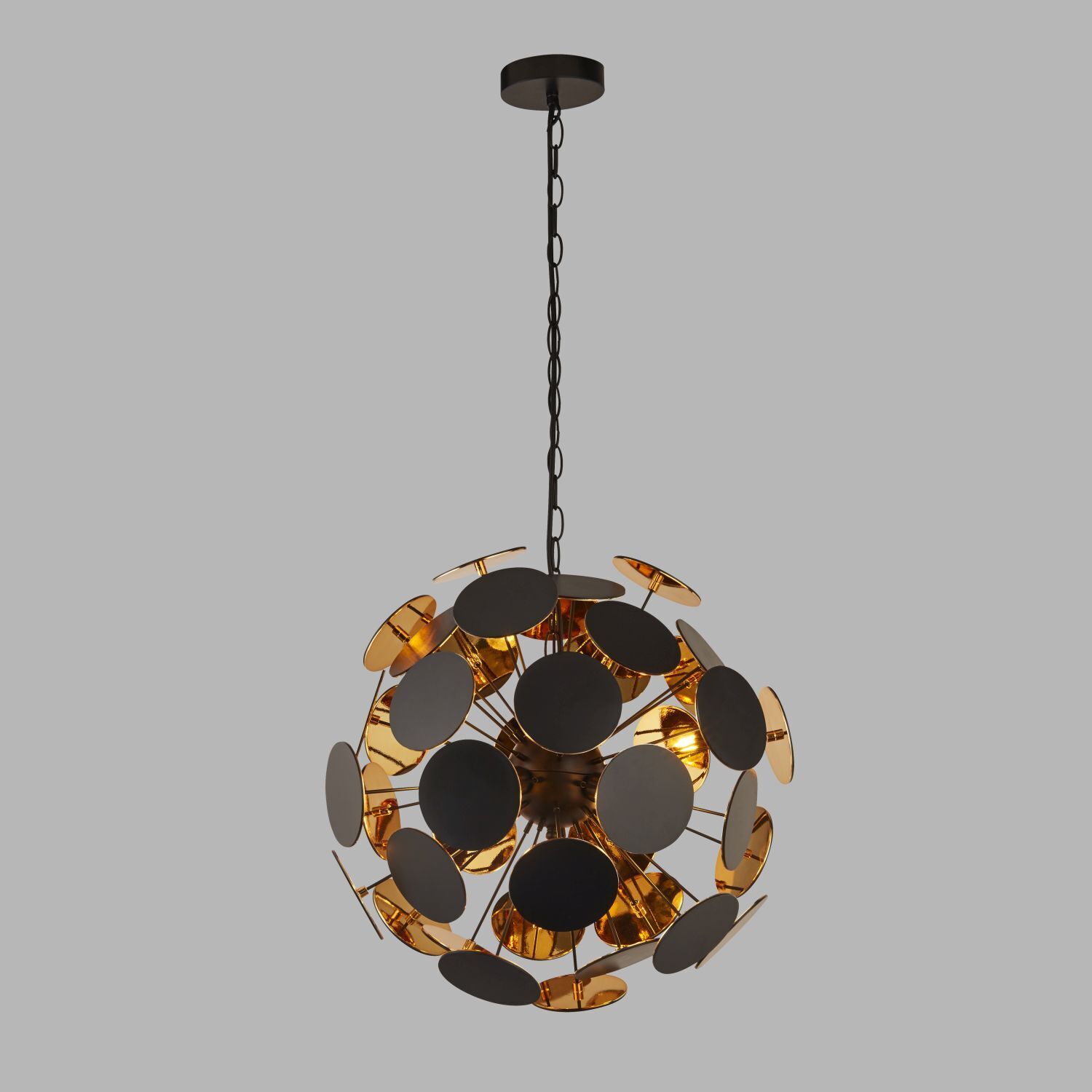 Hängelampe Schwarz Gold Ø47cm H: max. 135cm 4x E14 Metall